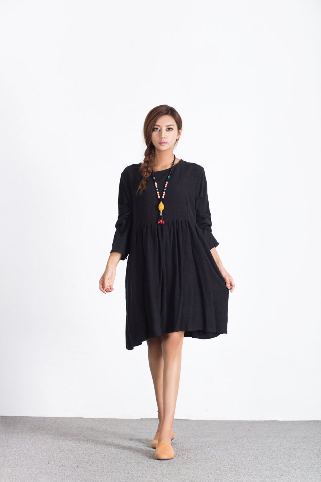 Women Linen Dresses Custom Oversized Midi Tunic Dress Linen - Etsy