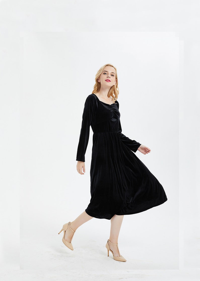Women's Velvet Dresses Long Sleeve Bridesmaid Velvet Dress Etsy