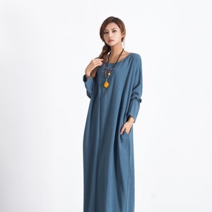 Women's Linen Maxi Dress Long Sleeves Oversize Bridesmaid - Etsy