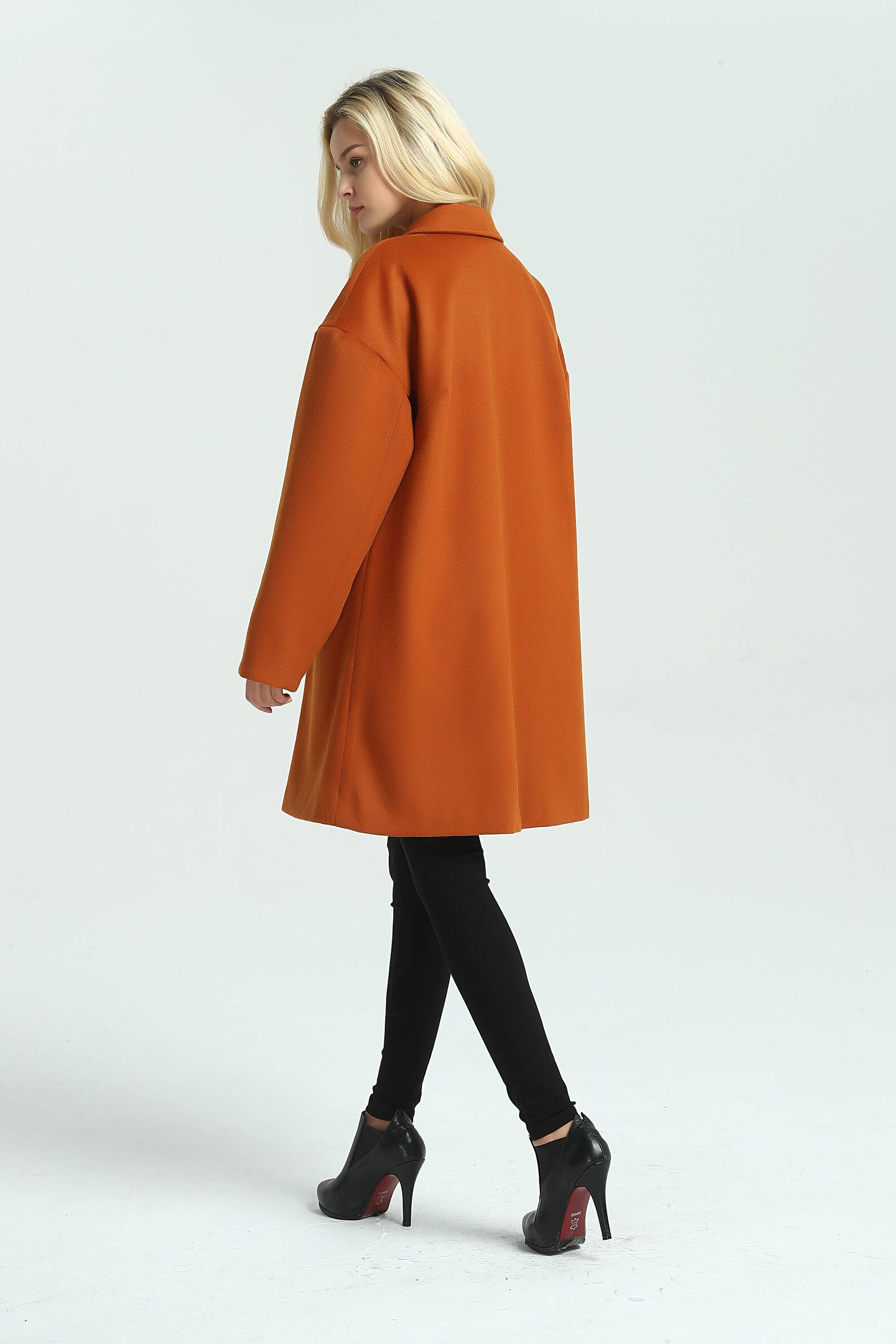 Women Wool Coat Double Breasted Winter Wool Coat Lapel Warm Etsy