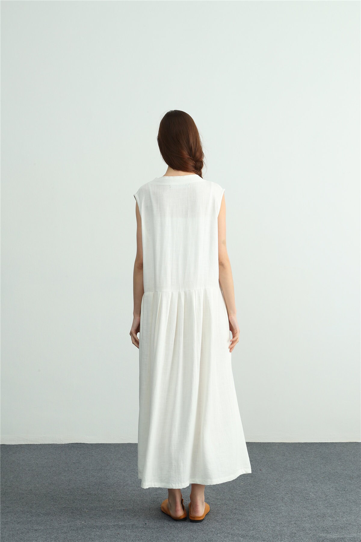 100% linen dress Sleeveless Summer maxi Dresses Bridesmaid | Etsy