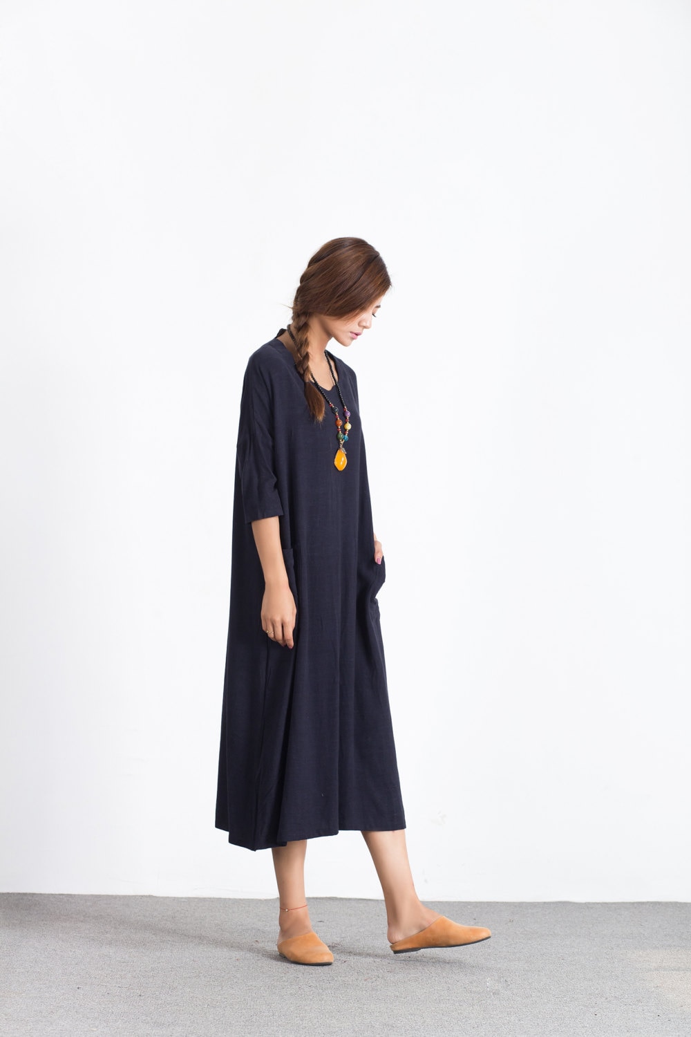50% SALE 6 Cyan-Blue Short Sleeves Summer linen Dresses | Etsy