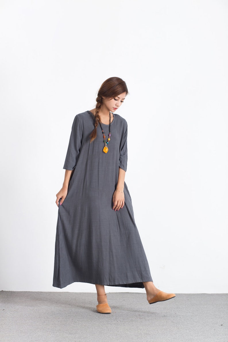 Short Sleeves Summer maxi linen Dresses Oversize Loose Casual linen cotton dress women/'s caftan plus size clothing large size dress A70