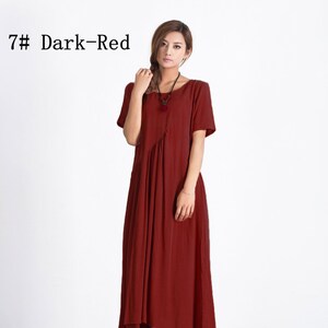 50% SALE, Women linen maxi dress Short Sleeves Summer Linen Dresses Cotton Loose kaftan oversize large women dress plus size clothing A26 image 2