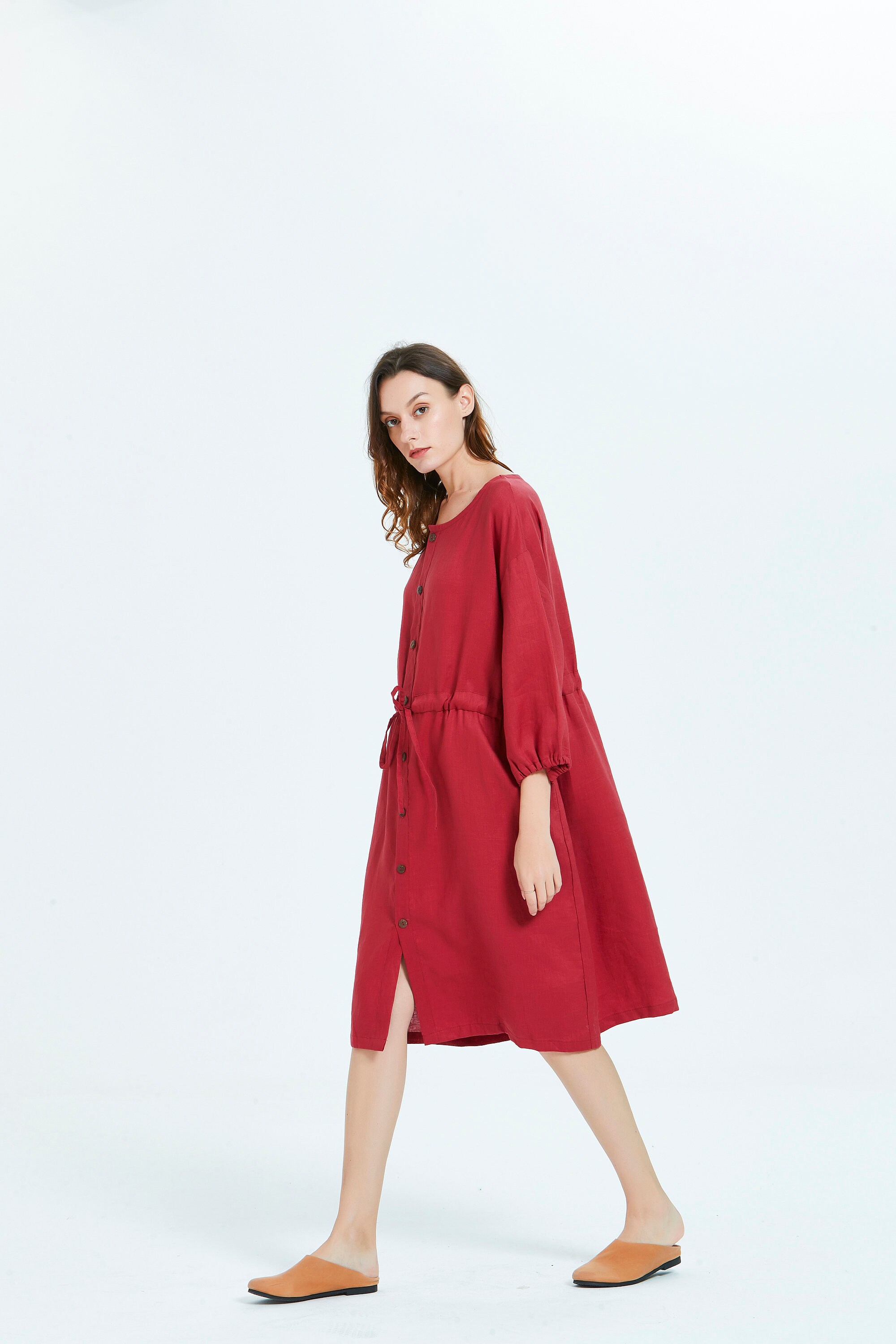 Linen Dresses with pockets Long Sleeve knee length Dress with Etsy