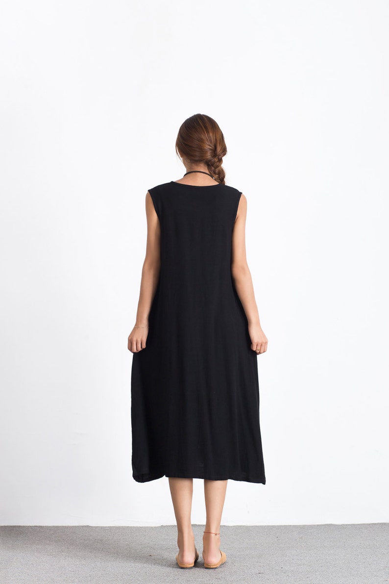 100 Linen Sleeveless Long Robe Casual Loose Summer Midi Etsy