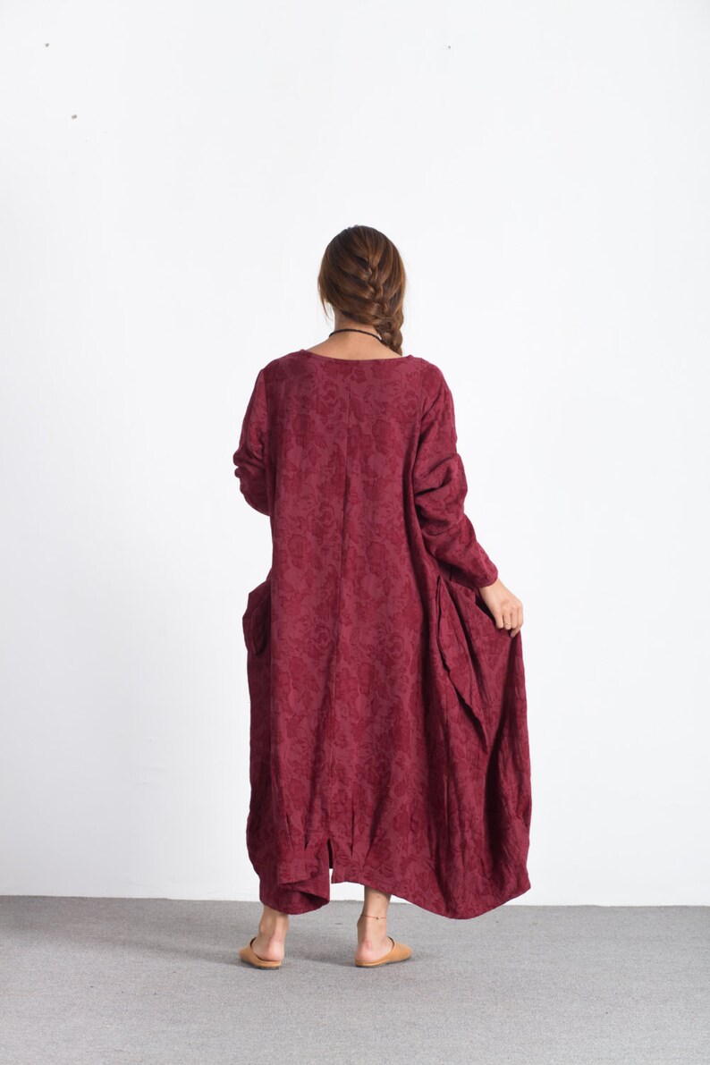 Style red print cotton linen clothes For Women sleeveless pockets