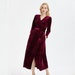 Women's Burgundy Velvet Dress Wrap Dress Long Sleeve Robe - Etsy UK