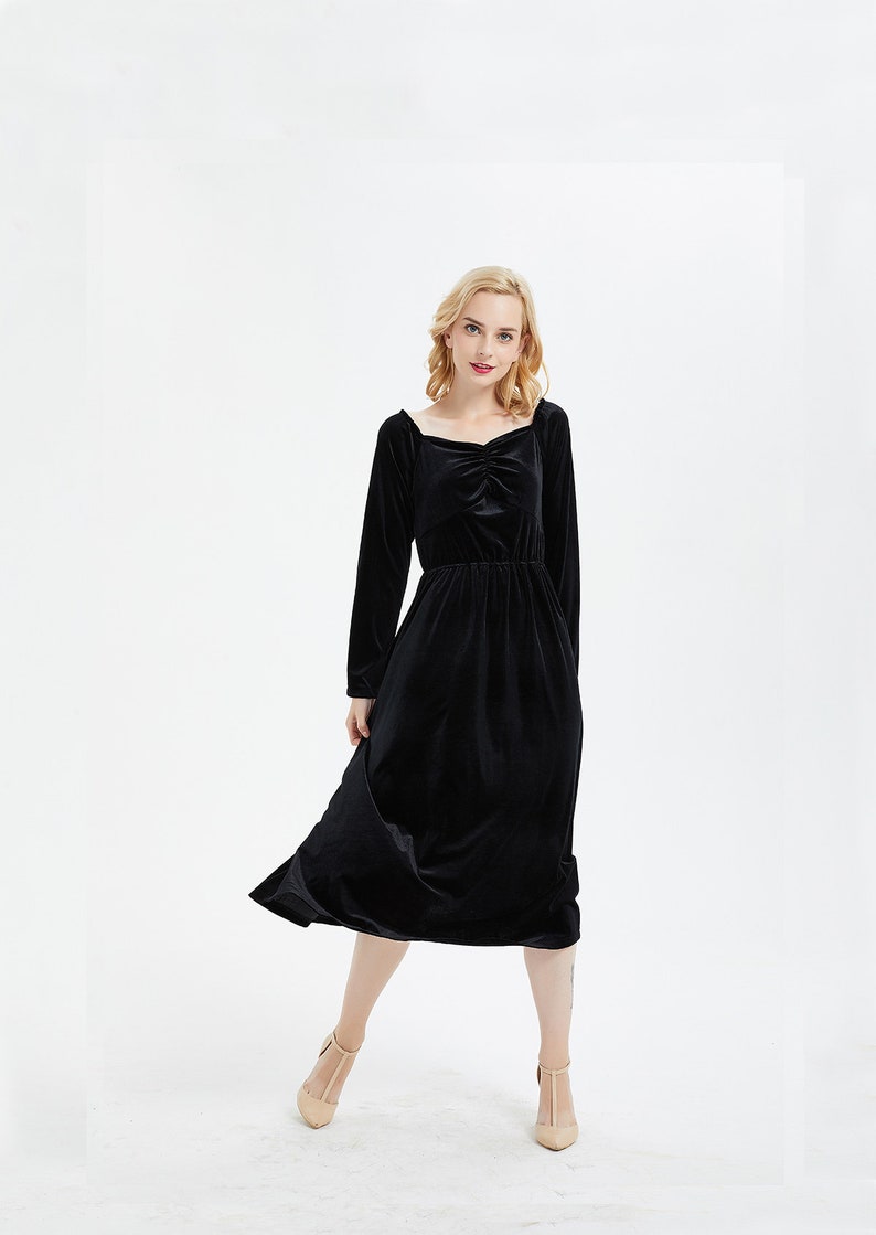 Women's Velvet Dresses Long Sleeve Bridesmaid Velvet Dress Etsy