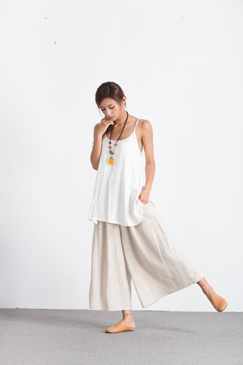 Summer Women Linen Tops, Sleeveless Linen Tank Tops, Linen Crop Top, Linen Slip Top, Custom Handmade Oversized Boho Top, Gift for her N103 image 1