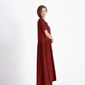 50 % VENTE, robe longue en lin femme manches courtes robes d'été en lin coton ample caftan oversize grande robe femme grande taille vêtements A26 image 4