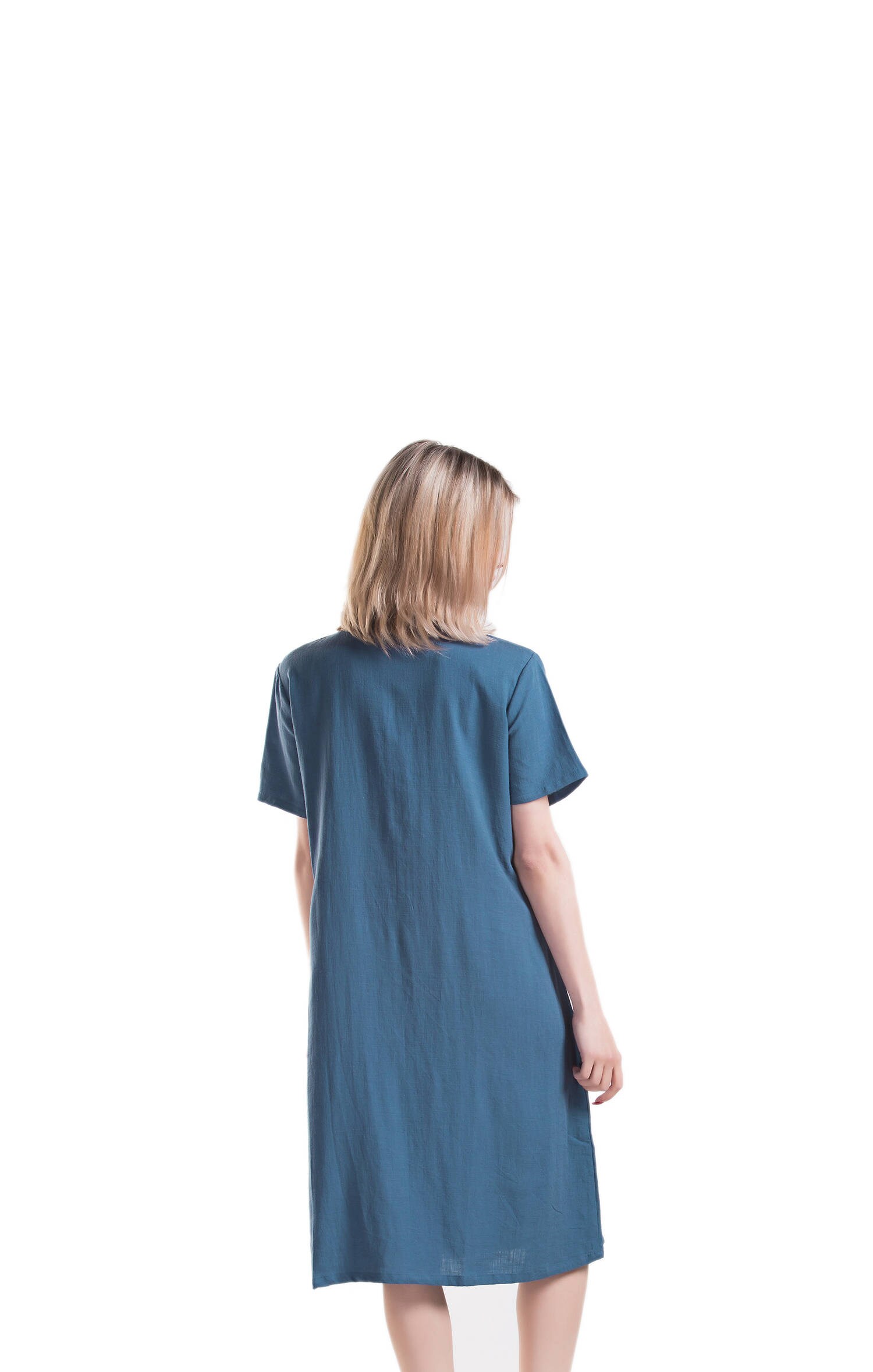 Women's Linen Dress Short Sleeves Summer Midi Dress Shirt | Etsy