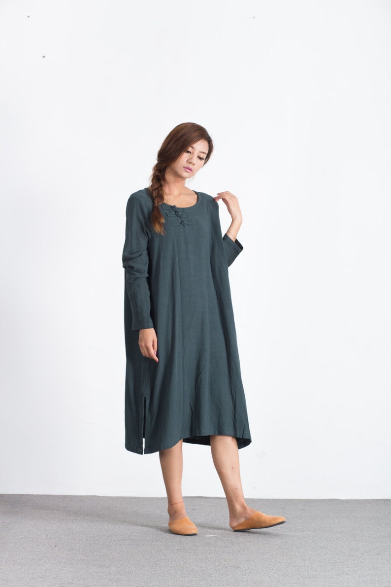 Sellse Womens Linen Loose Soft Casual Bridesmaid Caftan Large Size Dress Cotton Clothing