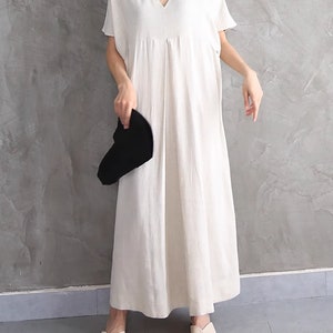 Cotton Linen Long Dress for Women Short Sleeveless Linen Maxi - Etsy