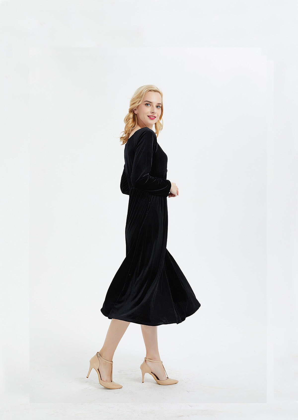 Women's velvet dresses Long sleeve Bridesmaid Velvet Dress Etsy