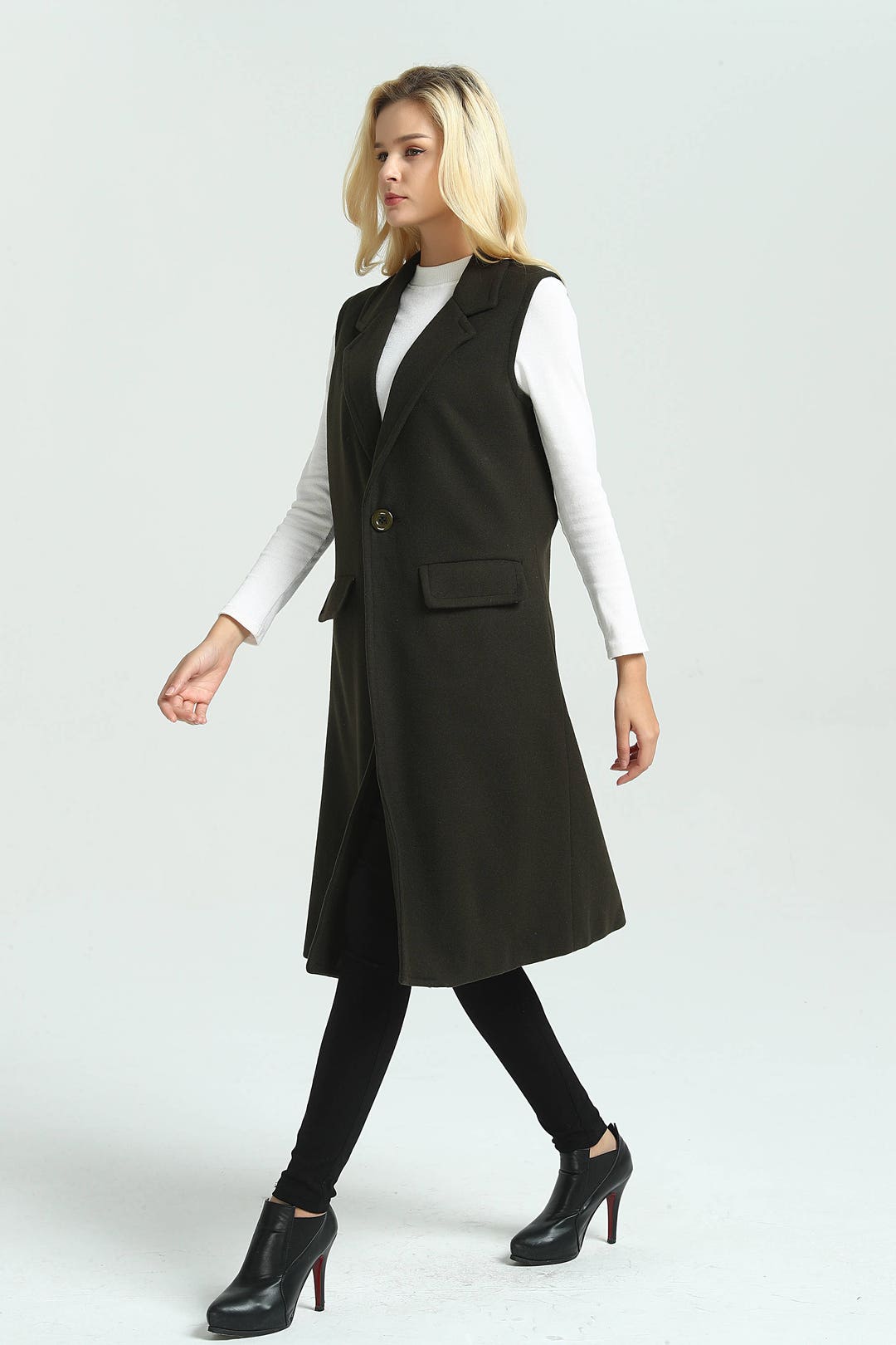Women's Woolen Coat Sleeveless Buttoned Coat Wool Vest - Etsy