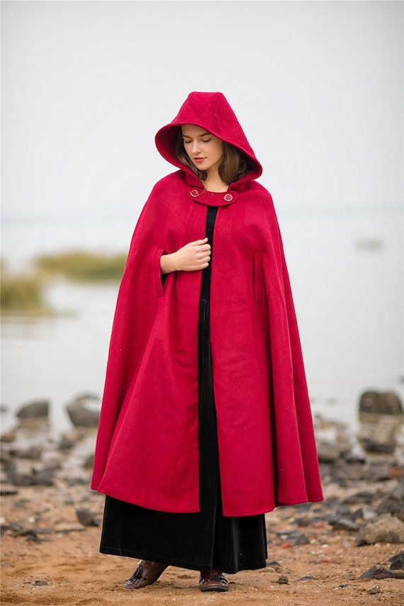 Women's wool cloak coat wool spring autumn cape Hooded | Etsy