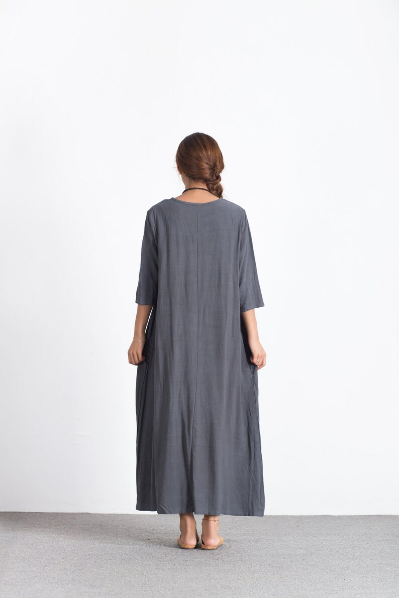 Short Sleeves Summer maxi linen Dresses Oversize Loose Casual linen cotton dress women/'s caftan plus size clothing large size dress A70