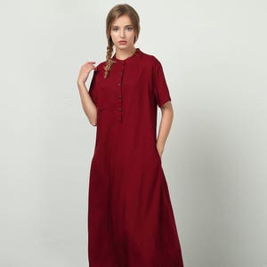 Women's Linen Maxi Dress Short Sleeves Summer Dresses - Etsy