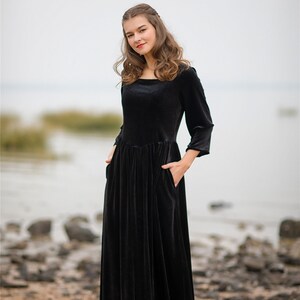 Women's velvet dress 3/4 sleeve Loose Bridesmaid Velvet Dress large size dress velvet kaftan dress prom dress birthday gift holiday gift R18 image 8