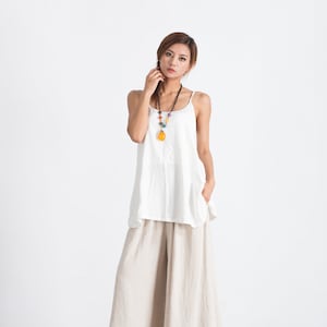 Summer Women Linen Tops, Sleeveless Linen Tank Tops, Linen Crop Top, Linen Slip Top, Custom Handmade Oversized Boho Top, Gift for her N103 image 3