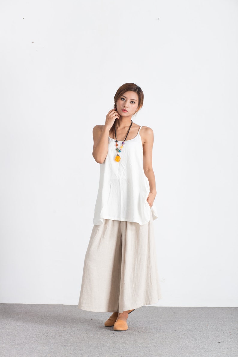 Summer Women Linen Tops, Sleeveless Linen Tank Tops, Linen Crop Top, Linen Slip Top, Custom Handmade Oversized Boho Top, Gift for her N103 image 3