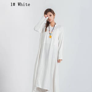 Long Sleeves Linen Maxi Dress Cotton Dress Women Long Kaftan - Etsy