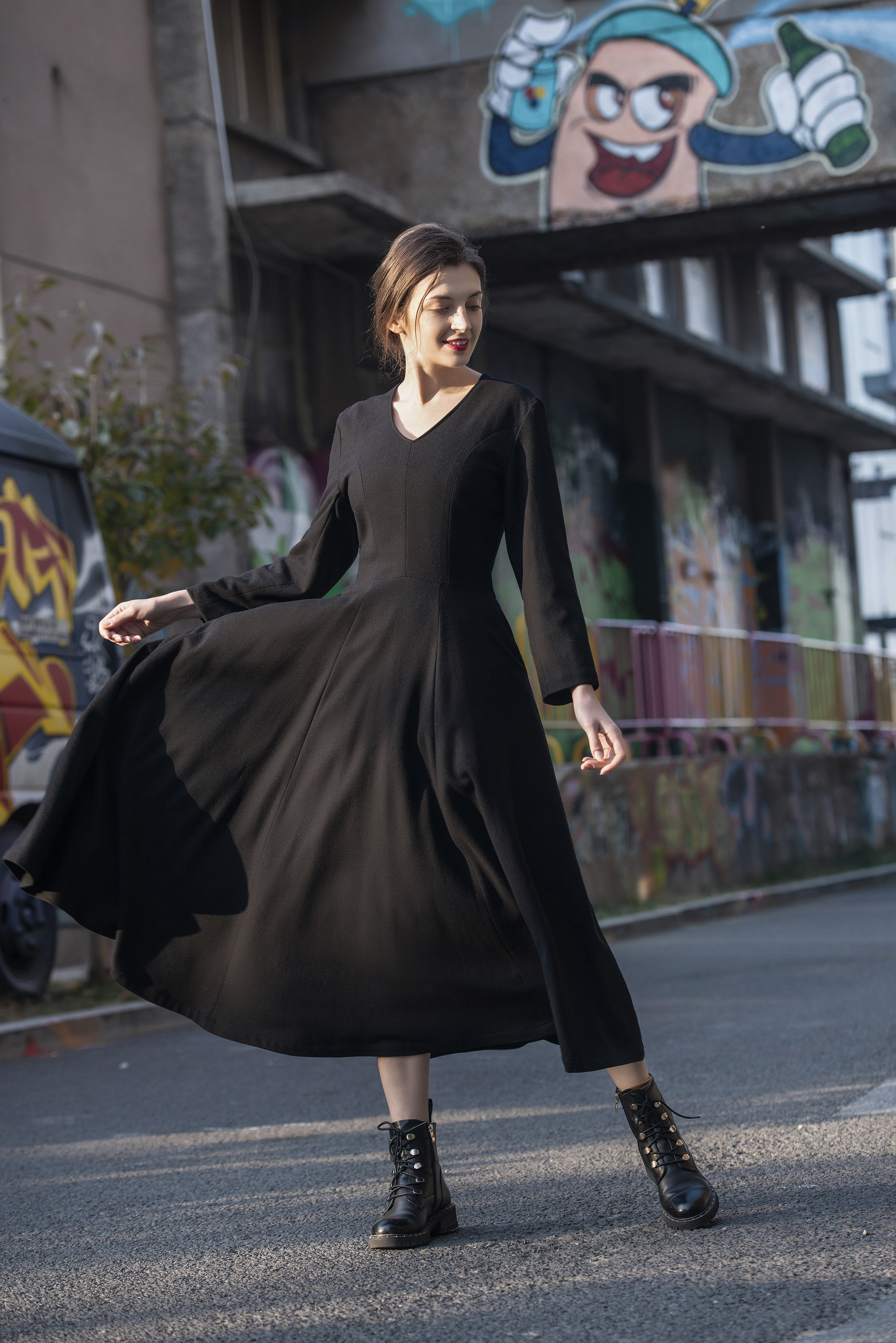 Wool Dress Winter Fall Maxi Dress 