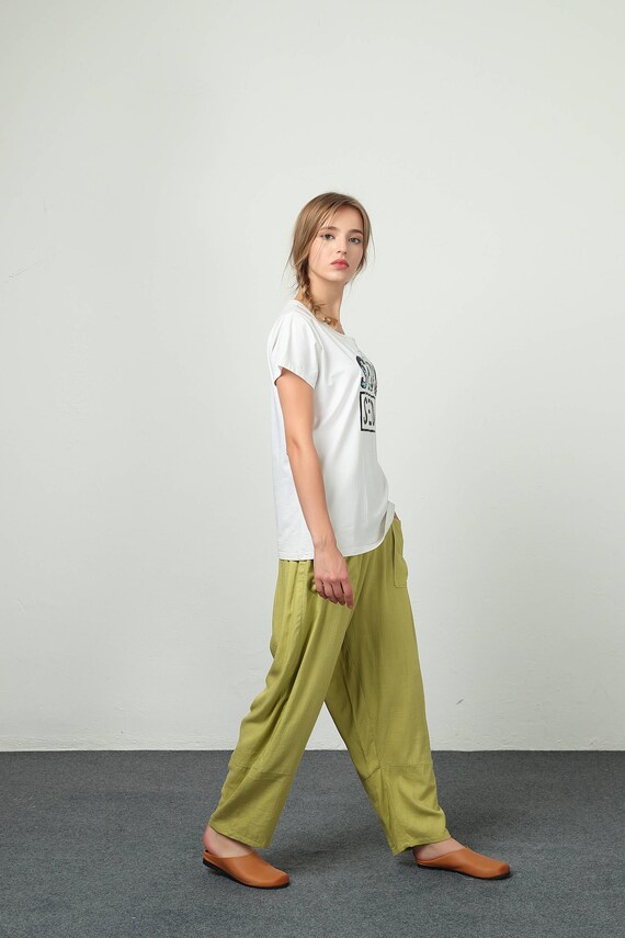 plus size high waisted linen pants