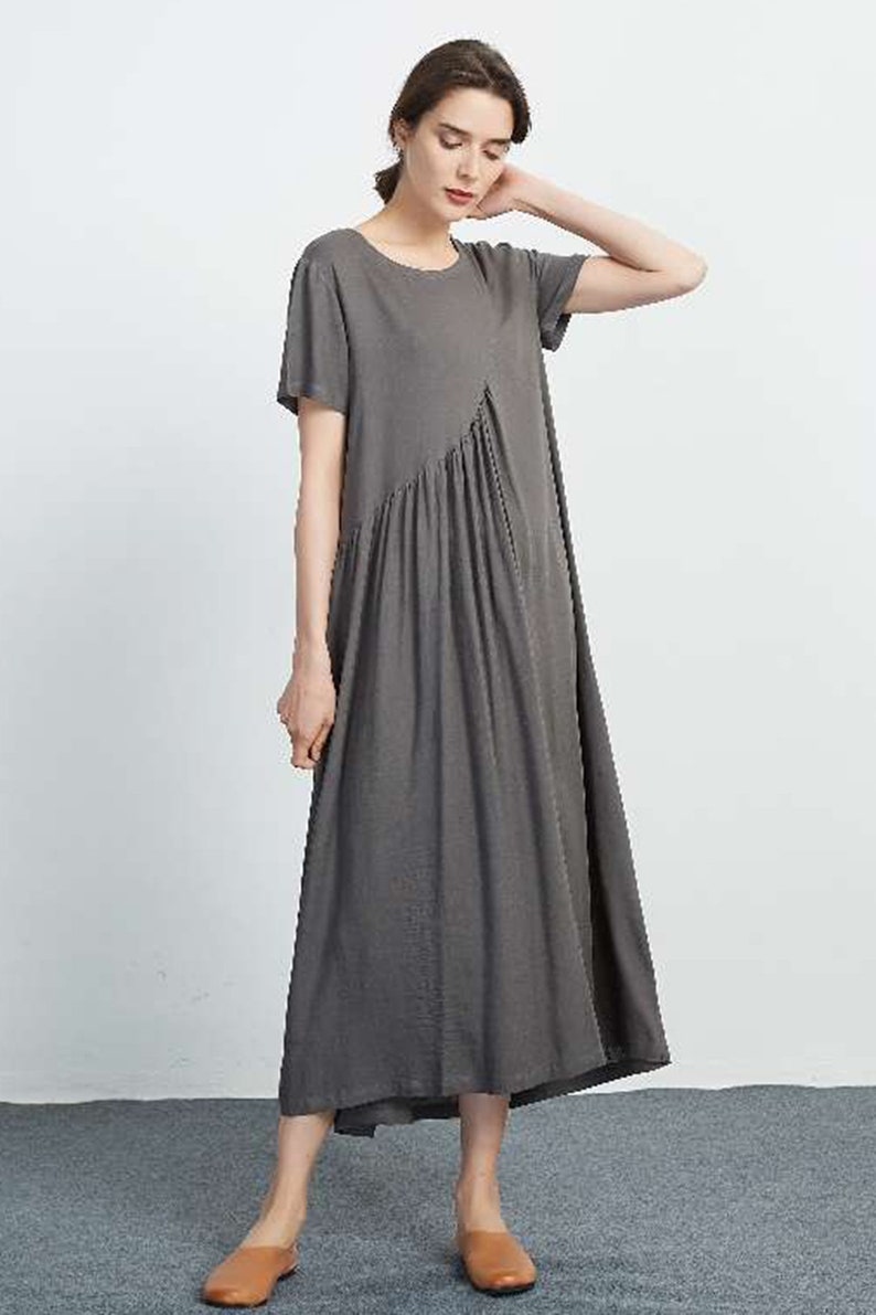 50% SALE Women linen maxi dress Short Sleeves Summer Dresses | Etsy
