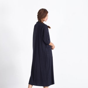 Oversize Short Sleeves Summer linen Dresses Women's maxi dress pockets-2 linen cotton Loose Kaftan plus size clothing large size dress A52 image 4