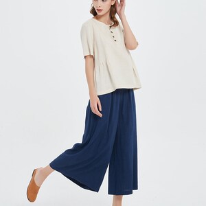 Women trousers wide leg loose soft casual loose Large Size Trousers customized Plus Size pants linen trousers casual loose pants A117 image 2