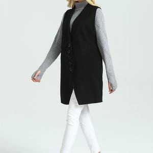 Women's Wool Jacket Coat short sleeveless buttoned coat wool vest loose casual winter lapel wool coat plus size coat M16 image 5