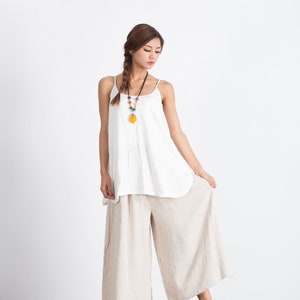 Summer Women Linen Tops, Sleeveless Linen Tank Tops, Linen Crop Top, Linen Slip Top, Custom Handmade Oversized Boho Top, Gift for her N103 image 5