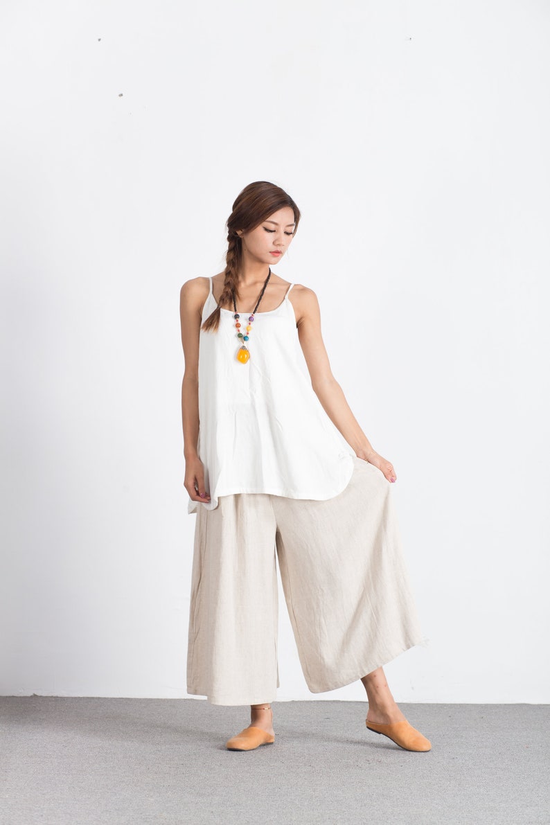 Summer Women Linen Tops, Sleeveless Linen Tank Tops, Linen Crop Top, Linen Slip Top, Custom Handmade Oversized Boho Top, Gift for her N103 image 5