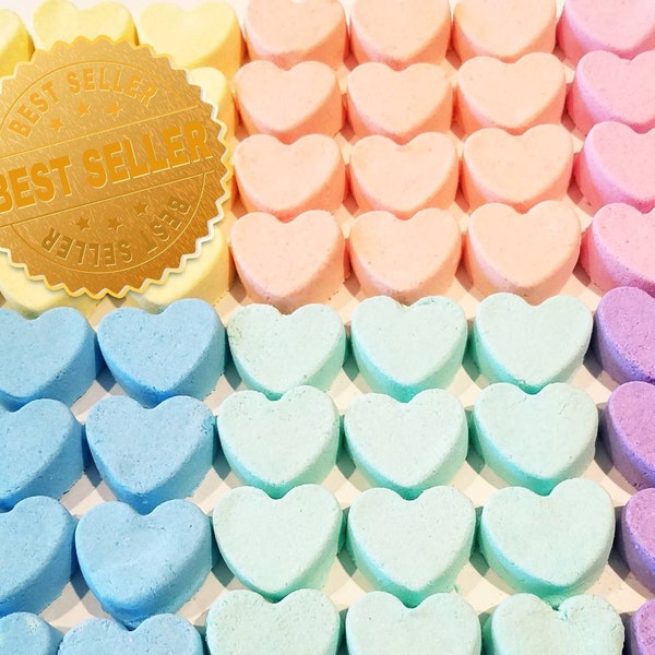 All Natural Mini Heart Bath Bombs, Assorted Colors, Shower Favors