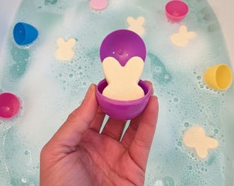 Mini Bunny Bath Bombs – Natural Fruit Oil Easter Egg Filler, Kids Bath Treat