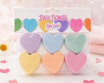 Mini Heart Bath Bomb Gift Set | 6 Individually Wrapped Natural Bath Bombs