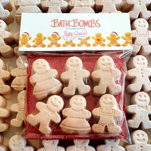 Gingerbread Man Bath Bombs,Stocking Stuffers,Bath Bomb Gift Set Christmas,Gifts for kids girls,Gifts for kids boy,Gift idea for friends image 1