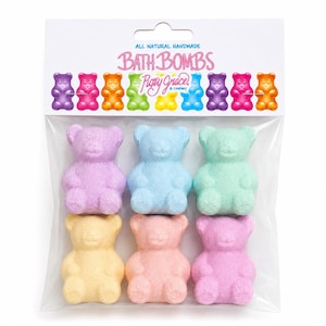 Mini Gummy Bear Bath Bombs, Dye-Free Bath Bomb Gift Set, Naturally Scented Mini Bath Bombs