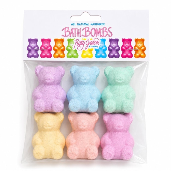 Mini Gummy Bear Bath Bombs, Dye-Free Bath Bomb Gift Set, Naturally Scented Mini Bath Bombs