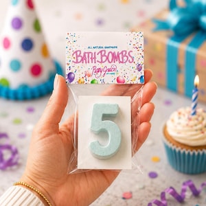 Number Bath Bomb, Birthday Party Favor, All Natural