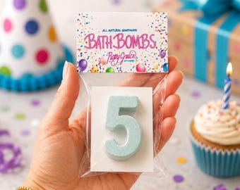 Number Bath Bomb, Birthday Party Favor, All Natural