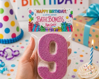 Birthday Bath Bomb Number, Dye-Free with Glitter Color Options