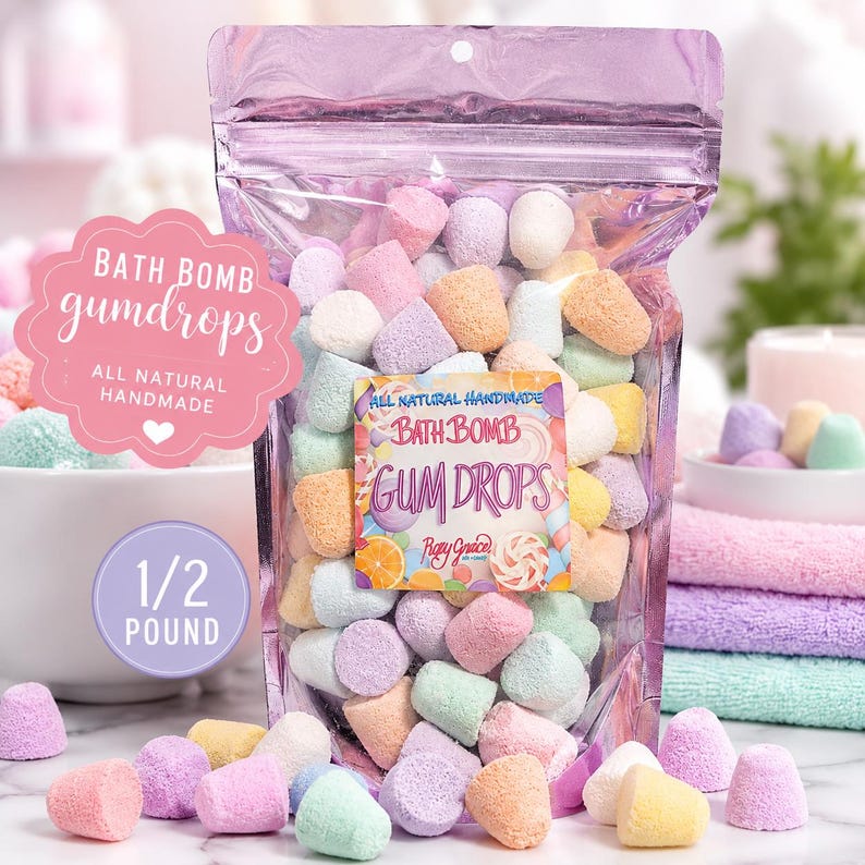 Mini Bath Bomb Gumdrops – 8 oz Bag, All Natural Kids Fruity Potion Sprinkles image 2