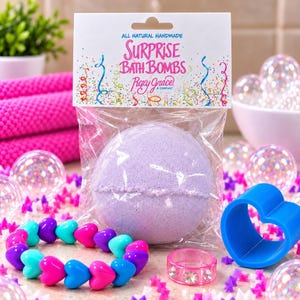 Extra Large Surprise Bath Bomb for Girls, 3 Inch Natural Dye-Free Bath Bomb with Hidden Toy