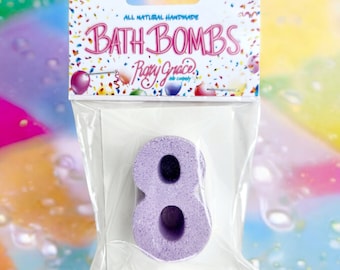 Number Bath Bomb, Birthday Party Favor, All Natural