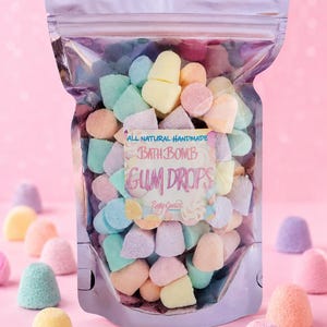 Mini Bath Bomb Gumdrops – 8 oz Bag, All Natural Kids Fruity Potion Sprinkles image 1