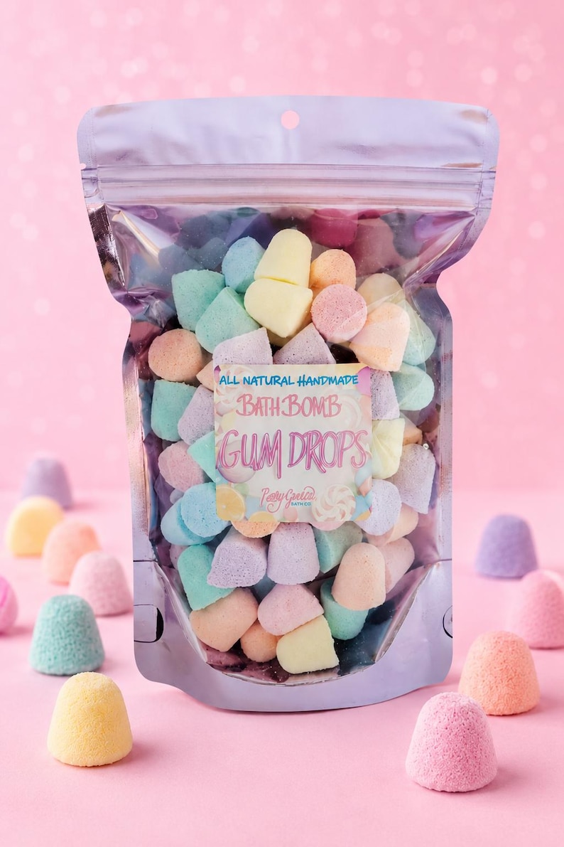 Mini Bath Bomb Gumdrops – 8 oz Bag, All Natural Kids Fruity Potion Sprinkles image 1