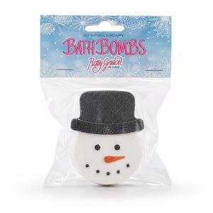Snowman Bath Bomb, Hand-Painted & Dye-Free, Natural Christmas Stocking Stuffer, Handmade Holiday Gift